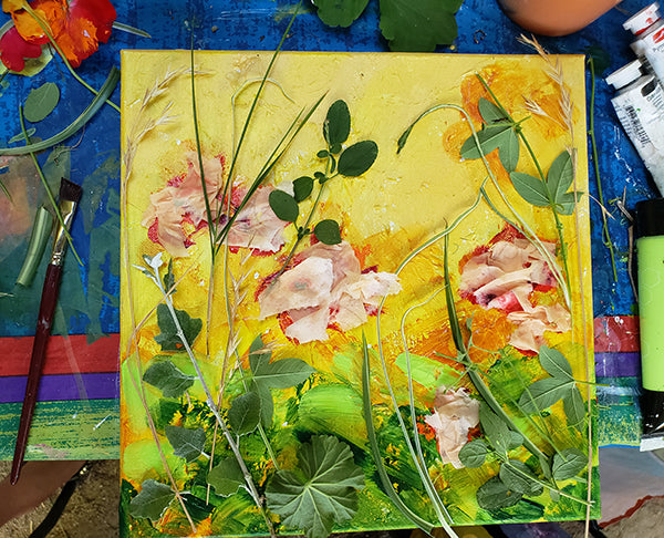 ๐ Original Art by Nymphya Print "Autumnal Tumble of Nasturtiums" 12" x 12"  on Photo Paper (matte) - The Nymphya Shop