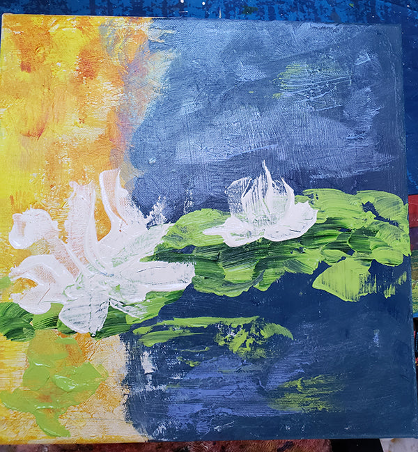 โ๏ธ Original Art by Nymphya Print โ๏ธ"Tiffany's Winter Lilies" 12" x 12" on Photo Paper (matte) - The Nymphya Shop