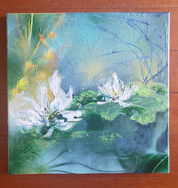 โ๏ธ Original Art by Nymphya Print โ๏ธ"Tiffany's Winter Lilies" 12" x 12" on Photo Paper (matte) - The Nymphya Shop