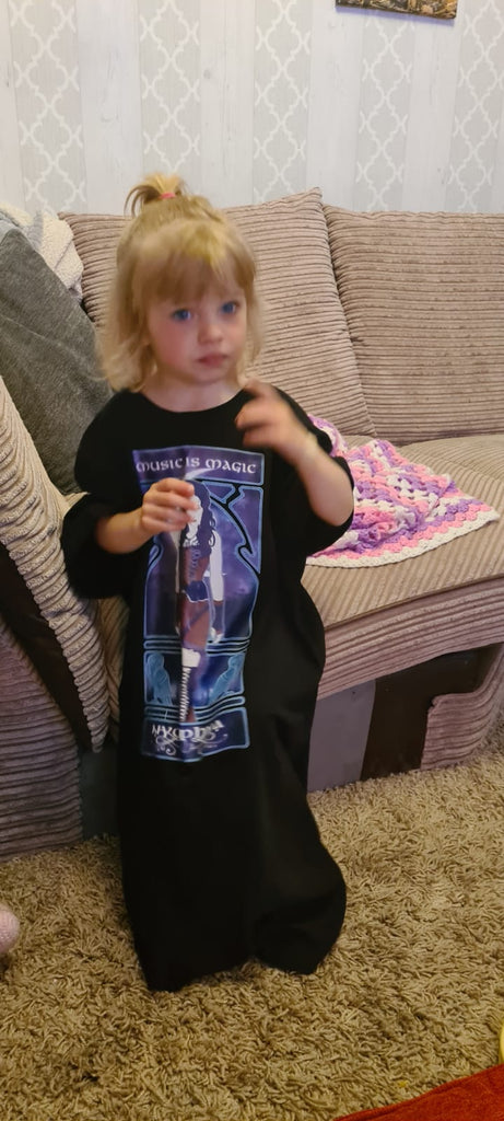 Ladies' MUSIC IS MAGIC Nymphya Nouveau 100% Organic Cotton Tee Dress - The Nymphya Shop