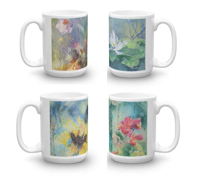 ๐บ Original Art by Nymphya "Vivaldi's Dream" Set of 4 -15 oz Coffee Mugs Bundle ๐ธ - The Nymphya Shop