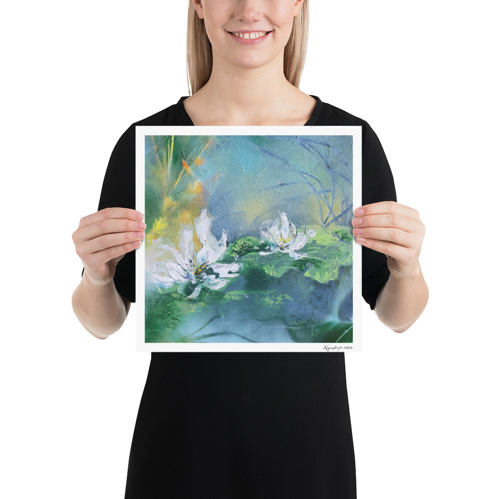 โ๏ธ Original Art by Nymphya Print โ๏ธ"Tiffany's Winter Lilies" 12" x 12" on Photo Paper (matte) - The Nymphya Shop