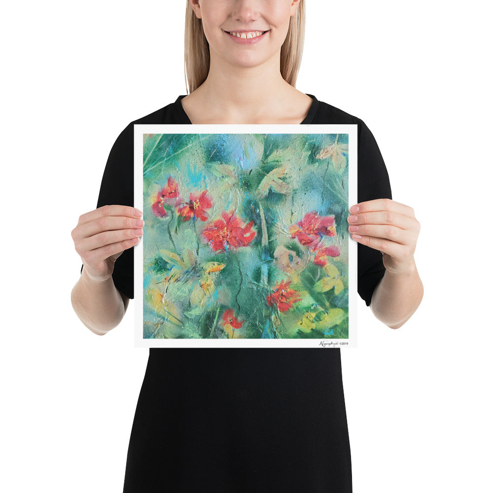 ๐ Original Art by Nymphya Print "Autumnal Tumble of Nasturtiums" 12" x 12"  on Photo Paper (matte) - The Nymphya Shop