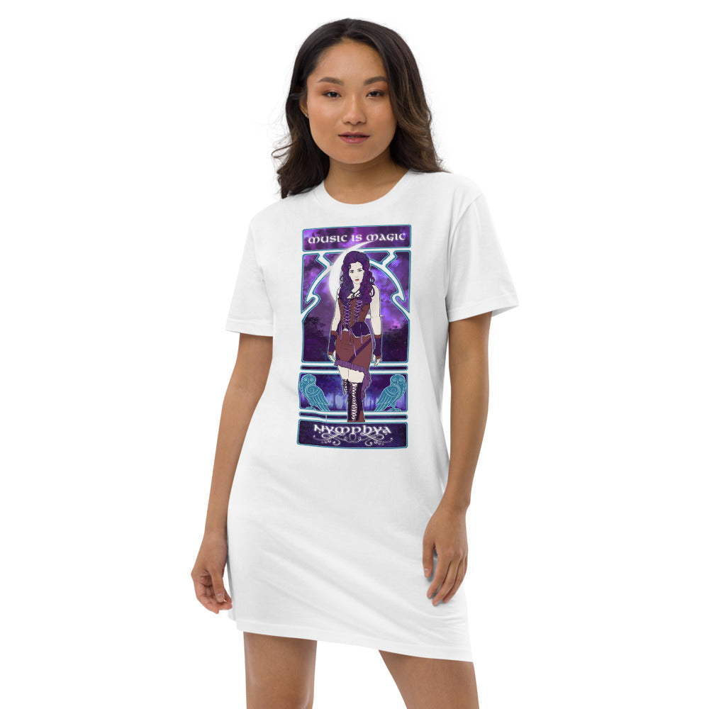Ladies' MUSIC IS MAGIC Nymphya Nouveau 100% Organic Cotton Tee Dress - The Nymphya Shop
