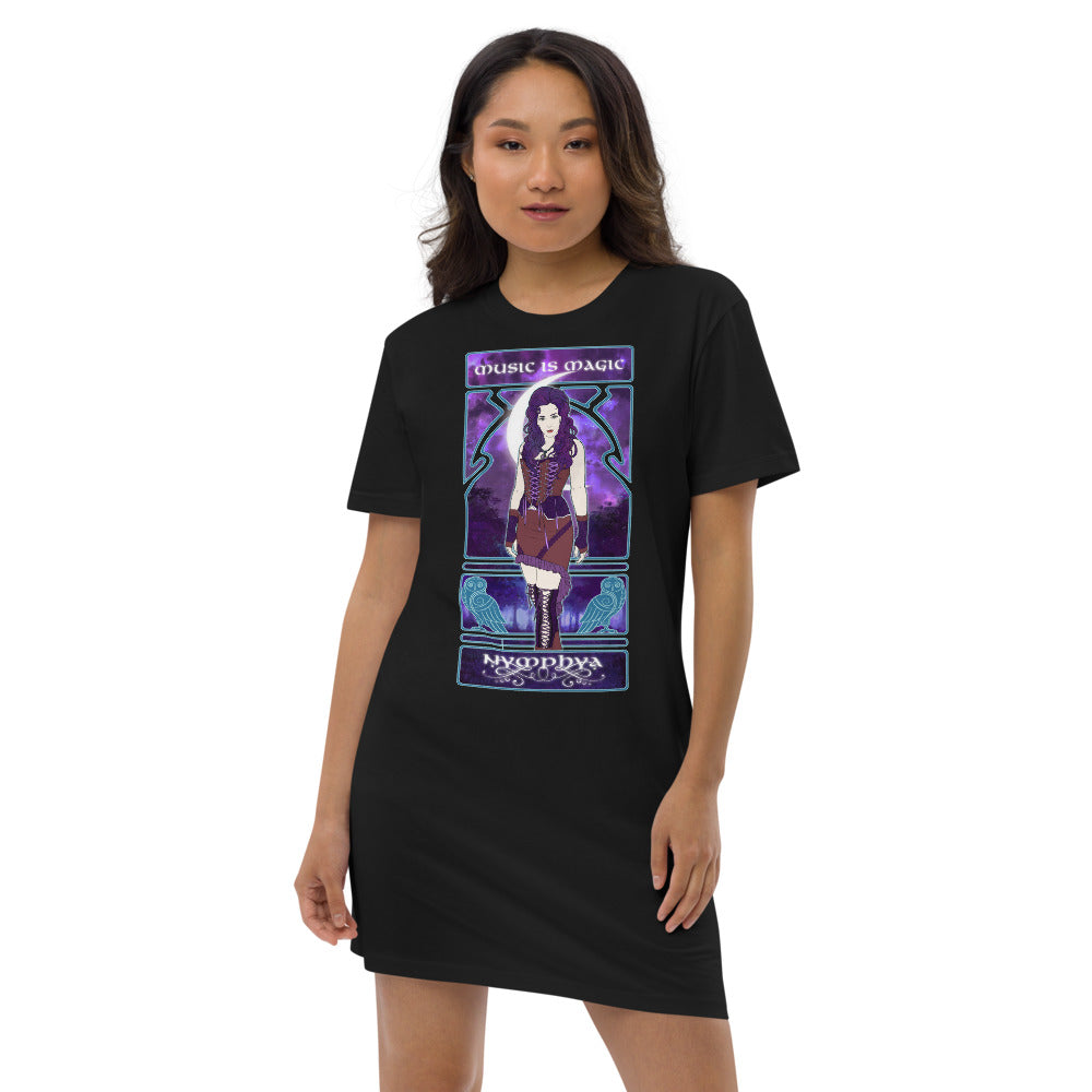 Ladies' MUSIC IS MAGIC Nymphya Nouveau 100% Organic Cotton Tee Dress - The Nymphya Shop