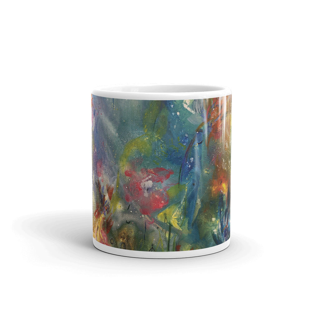 ๐บ Original Art by Nymphya "Kaleidoscope of Spring Blooms" Coffee Mug ๐ธ - The Nymphya Shop