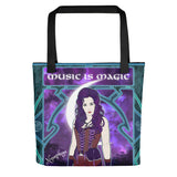 🧙♀️ Nymphya Nouveau All Over Print "Music is Magic" Tote Bag 🧙♀️ - The Nymphya Shop