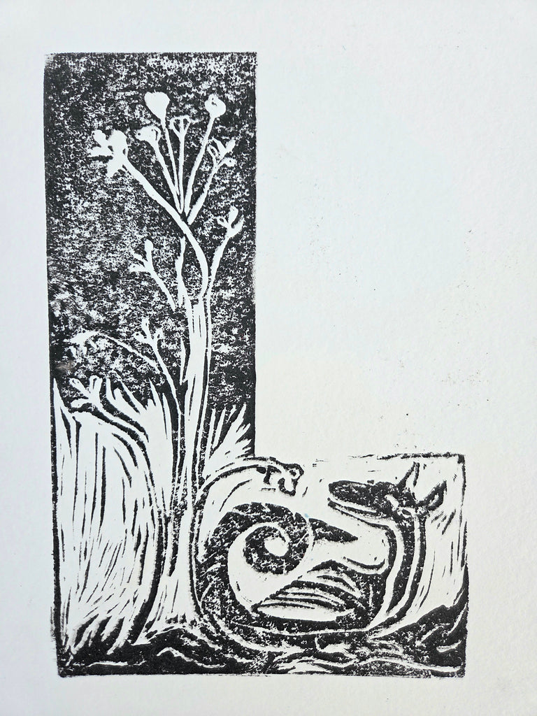 NEW "Lyndworm of WooHooYa Wood" - Hand-Carved and Signed Lino Print by Nymphya