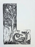 NEW "Lyndworm of WooHooYa Wood" - Hand-Carved and Signed Lino Print by Nymphya