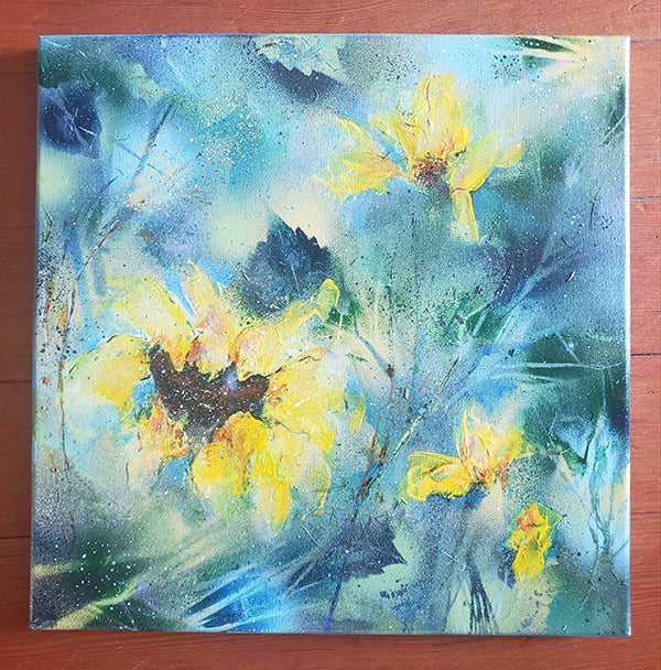 🌻 Original Art by Nymphya Print "Summer Light of Sunflowers" 12" x 12" on Photo Paper (matte) - The Nymphya Shop