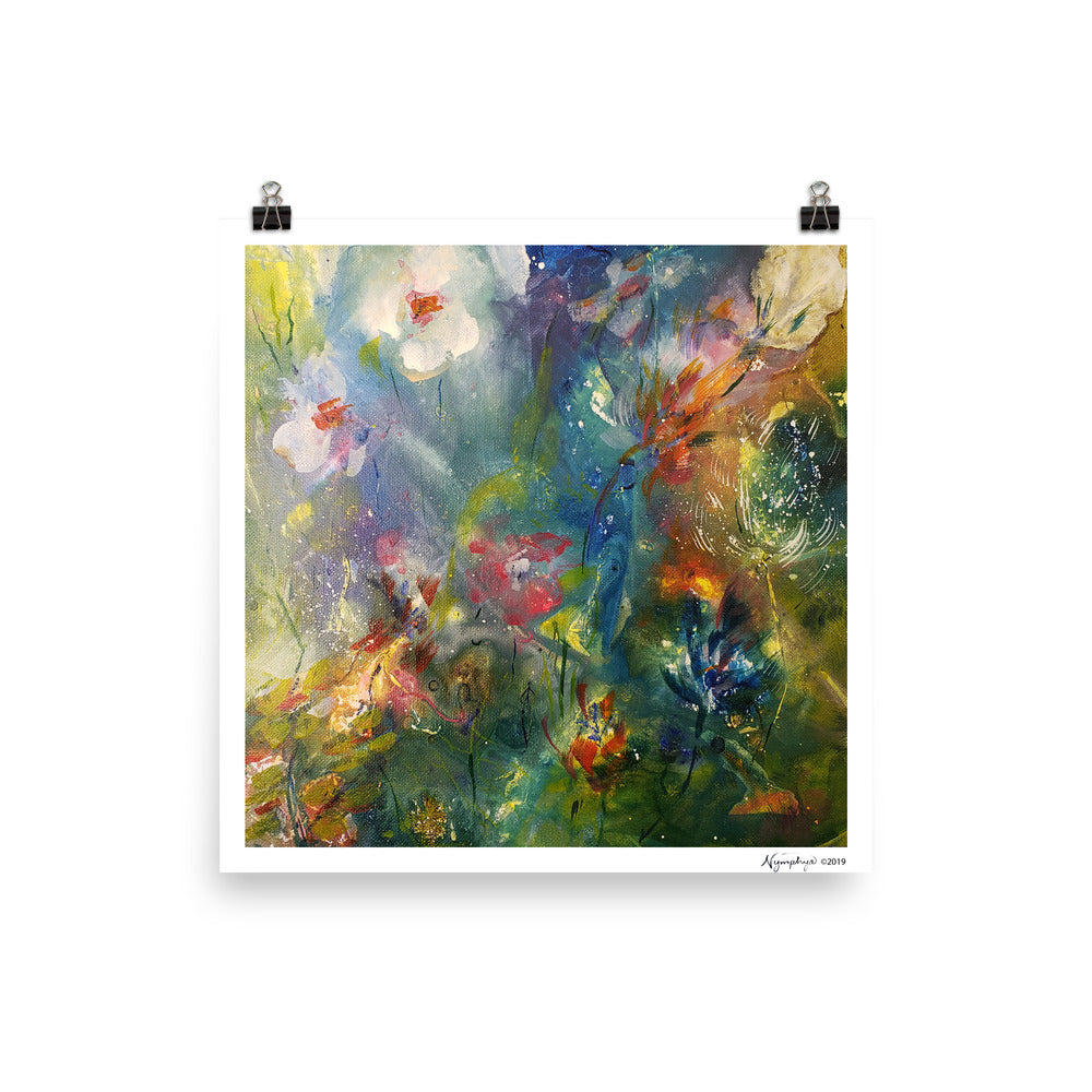 🌺Original Art by Nymphya Print on Photo Paper (matte) Kaleidoscope of Spring Blooms 12" x 12" - The Nymphya Shop