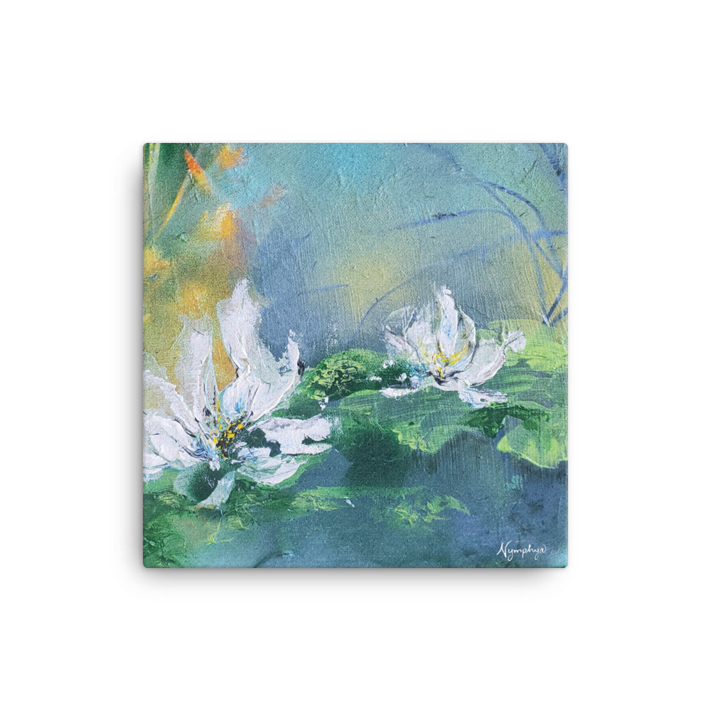 ❄️ Original Art by Nymphya "Tiffany's Winter Lilies" 12" x 12"  Print ❄️on Canvas - The Nymphya Shop