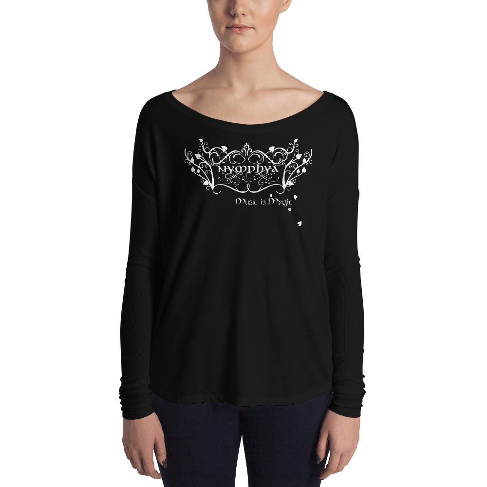 Ladies' Long Sleeve 100% Cotton "Music is Magic" Nymphya Relaxed Fit Tee - The Nymphya Shop