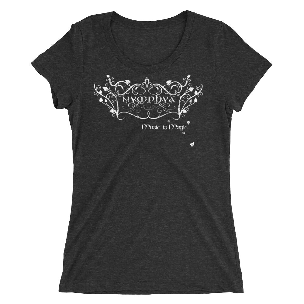 Ladies' Black Scoopneck  Form-Fitting Nymphya "Music is Magic" T-Shirt - The Nymphya Shop