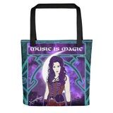 🧙‍♀️ Nymphya Nouveau All Over Print "Music is Magic" Tote Bag 🧙‍♀️ - The Nymphya Shop