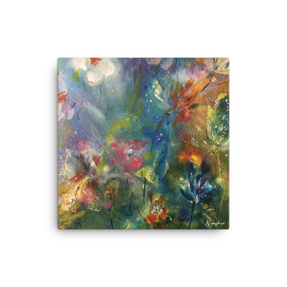 🌺 Original Art by Nymphya "Kaleidoscope of Spring Blooms" 12" x 12"  Print 🌸 on Canvas - The Nymphya Shop