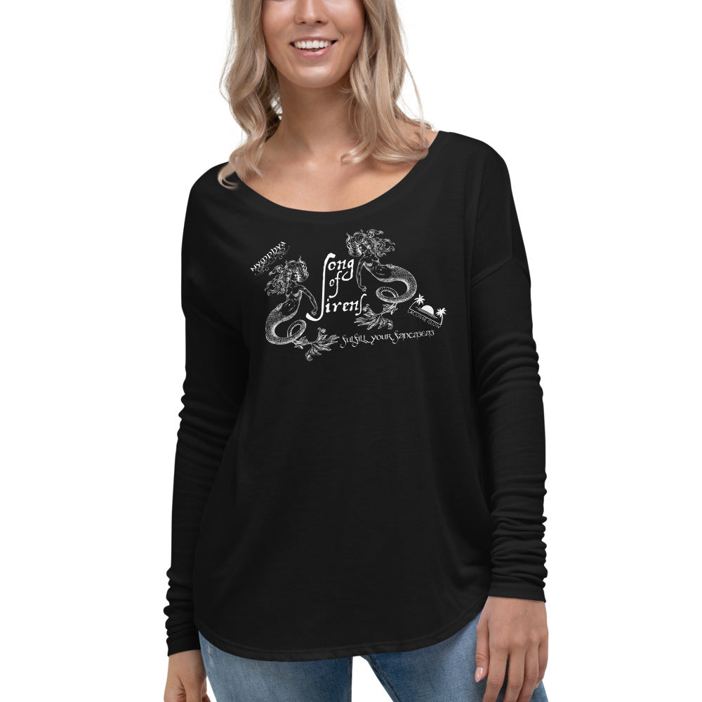 Ladies "Song of Sirens" Light on Dark Long Sleeve Flowy T (+ Free song mp3) 🧜‍♀️ - The Nymphya Shop